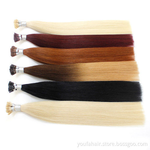 Wholesale India Hair Ombre Color Blonde I Tip Cuticle Aligned Double Drawn Pre Bonded Remy Hair I Tip Raw Hair Extensions
